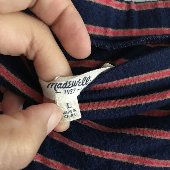 Madewell Striped Strapless Maxi Dress Slide Slits Navy & Pink Womens Siz… - Picture 3 of 7